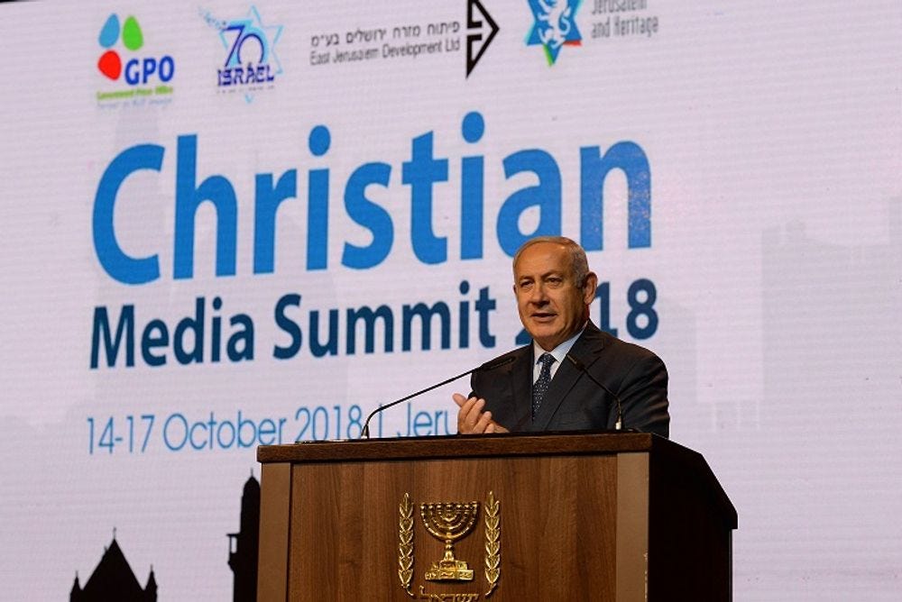 PM Netanyahu at Christian Media Summit, October 14, 2018