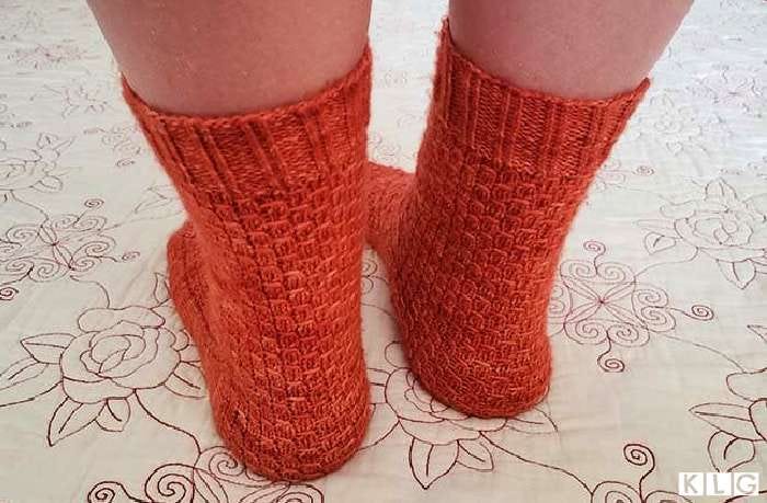 Smaug Socks from the back.
