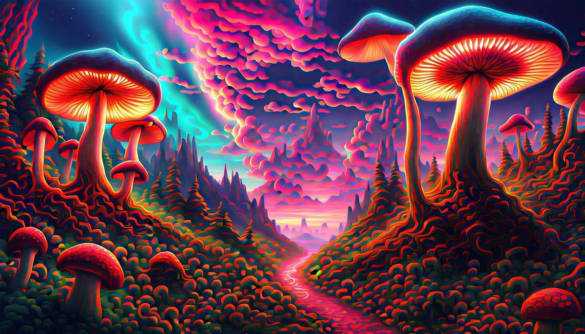 Magic mushrooms effect art