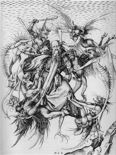 The Temptation of St. Anthony, c.1470 - c.1479 - Martin Schongauer -  WikiArt.org