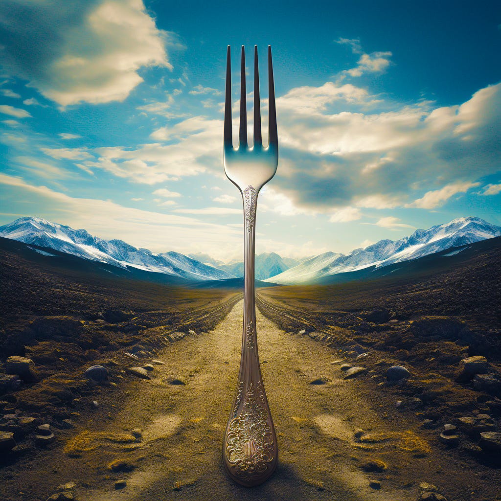 We also asked for "spork in the road" and "there is no spoon." The result: nightmares.