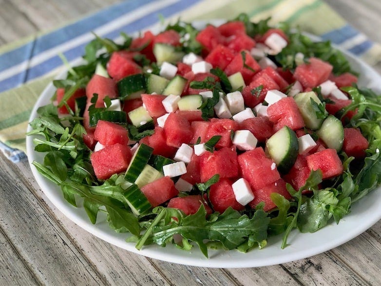 Watermelon and feta Salad with cucumber