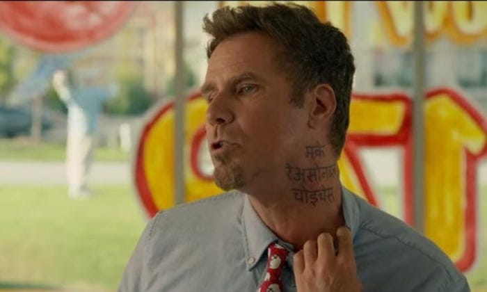 In The Internship (2013), the tattoo on Will Ferrell's neck literally reads  "make reasonable decisions" (a transliteration) - 9GAG