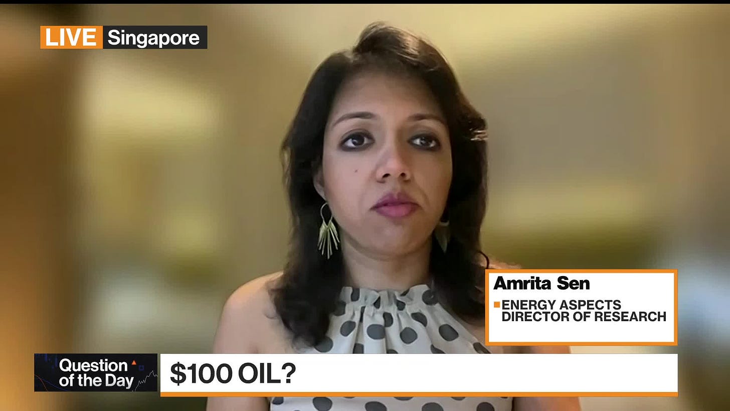 Oil Could Hit $100 in Second Quarter, Amrita Sen Says