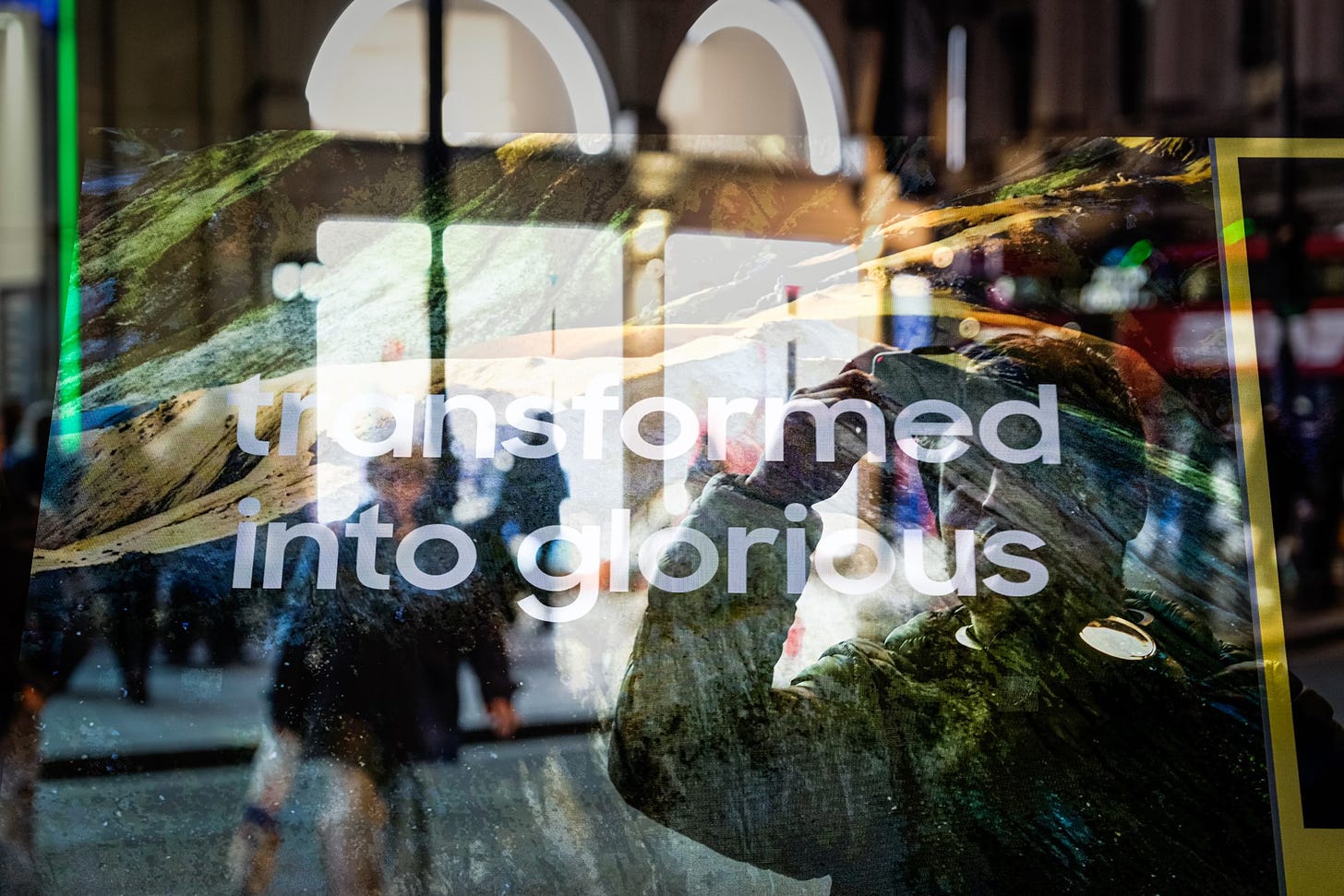 Double exposure at Piccadilly Circus, London