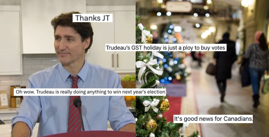 Canadians react to Trudeau holiday GST relief announcement | Canada