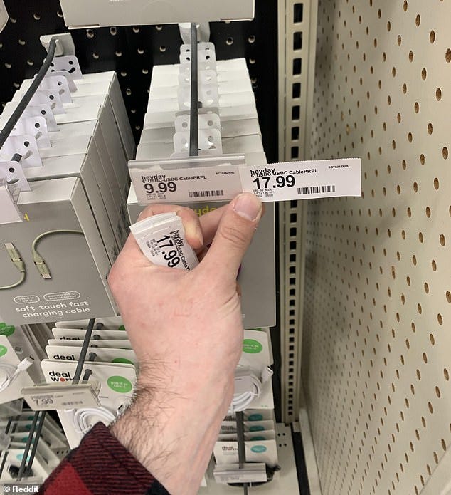 A Target employee posted a Reddit while swapping out a price point for another that is 56 percent more expensive
