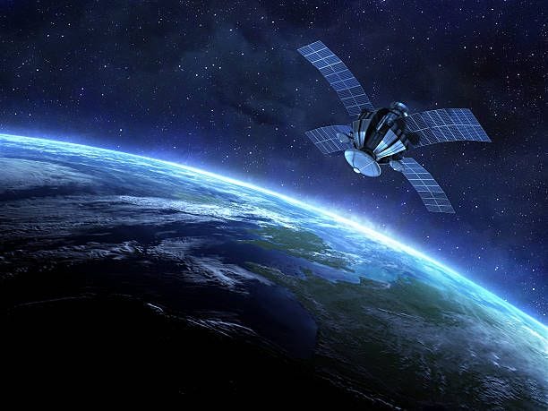 satellite and earth 3d earth,stars and satellite. satellite in space stock pictures, royalty-free photos & images