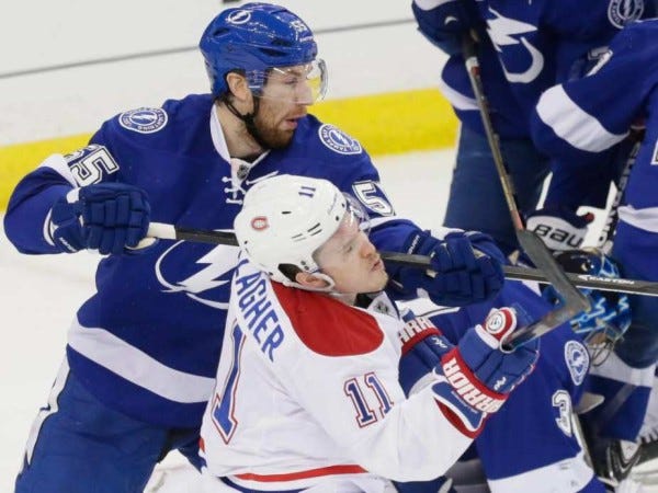 brendan gallagher tries to score for canadiens stanley cup playoffs 2015