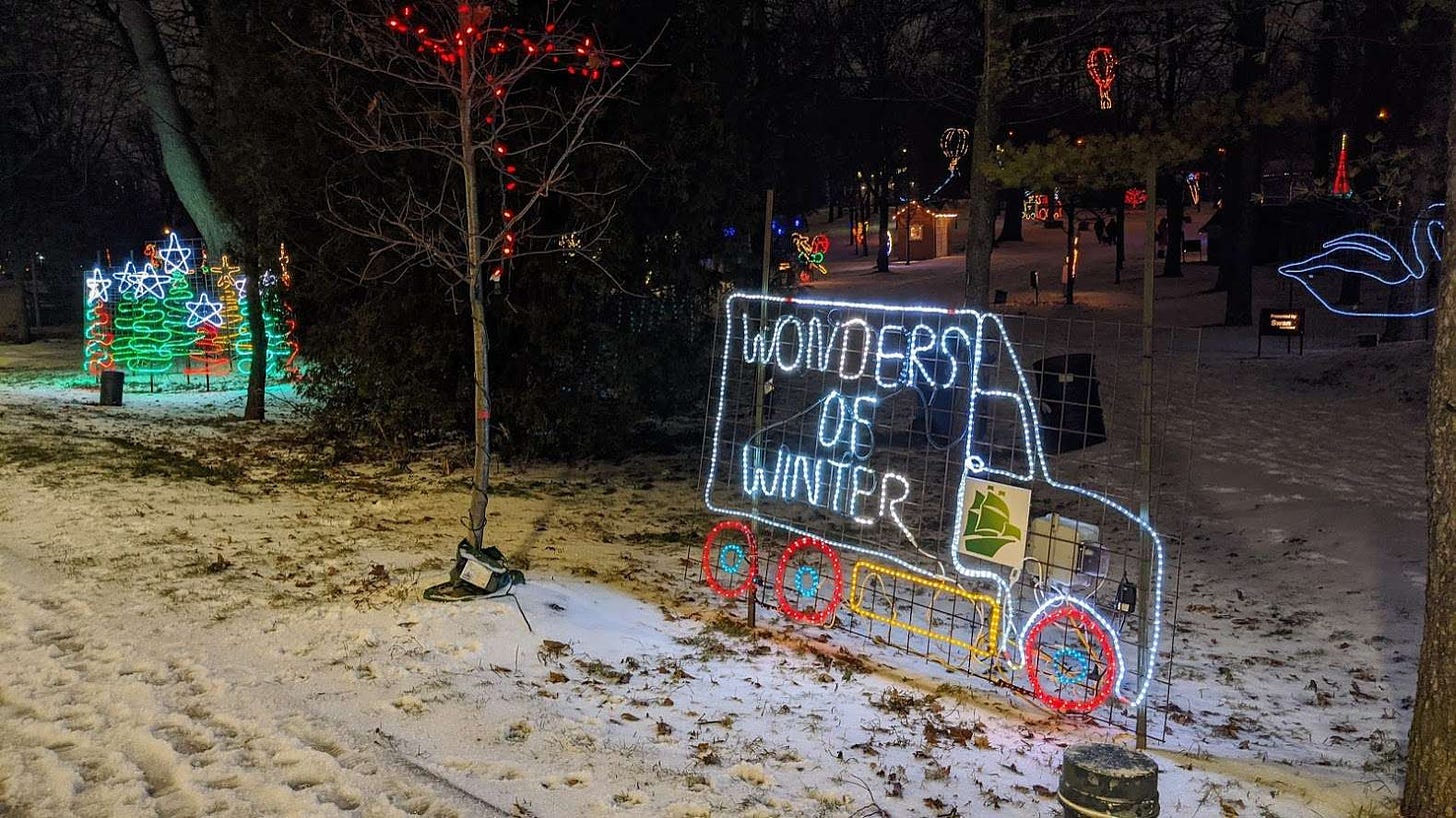 Waterloo Park lit with Christmas lights