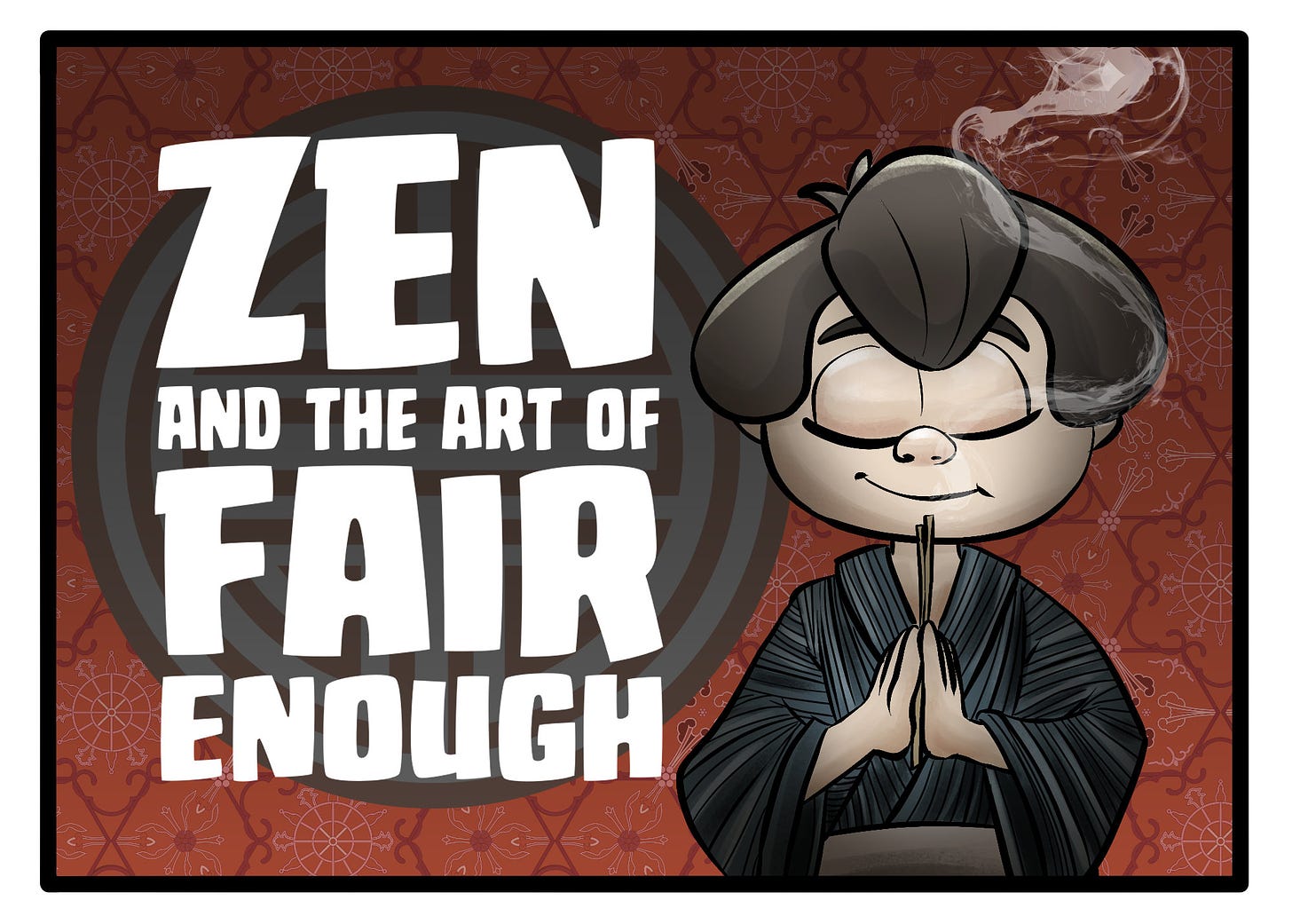 Title: Zen and the art of fair enough, with Daniel wearing a yukata (Japanese ceremonial robe)