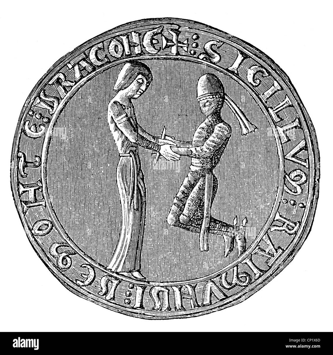Middle Ages, knights, a knight is swearing the oath of fealty to a Stock Photo, Royalty Free ...