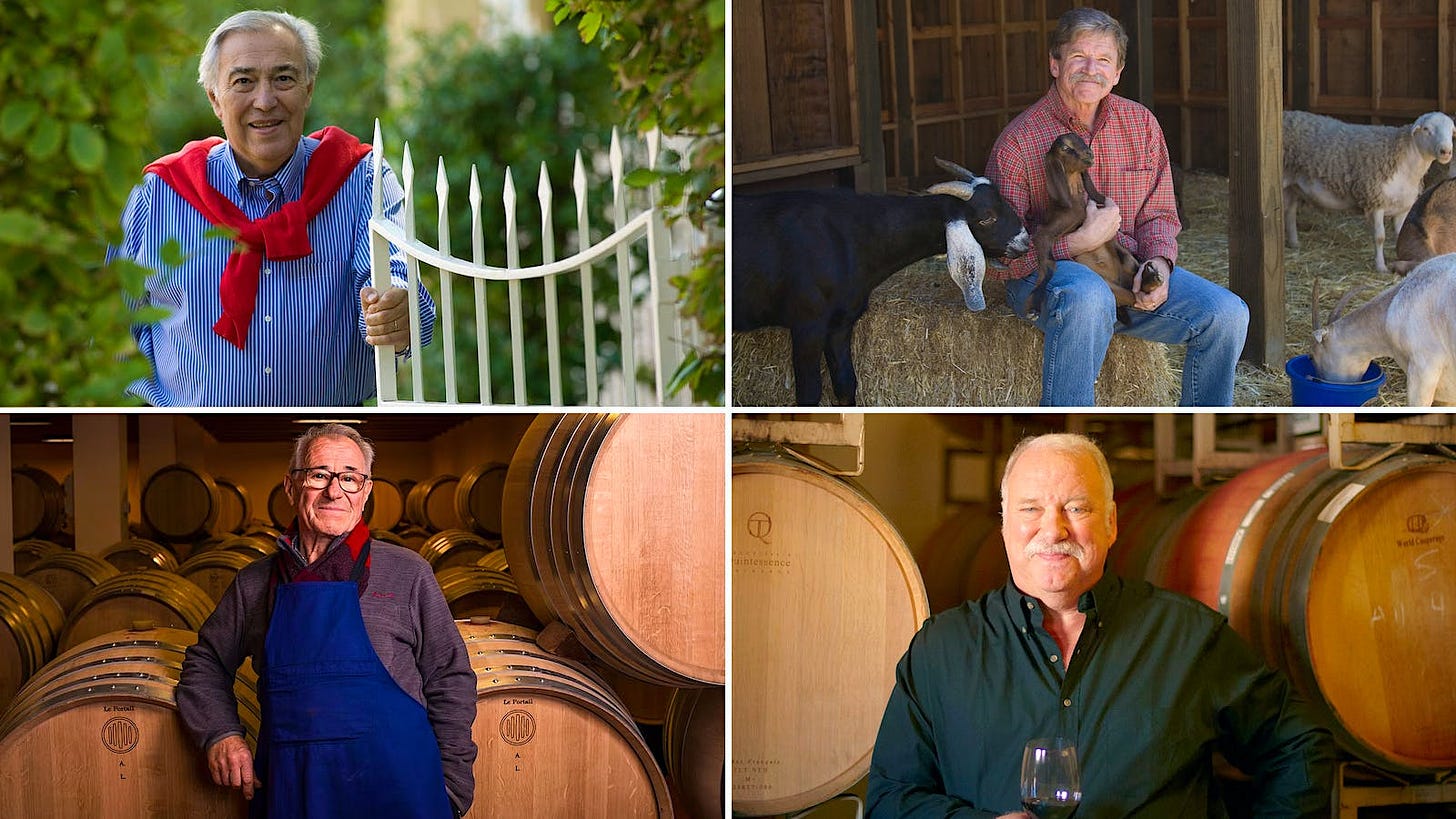 Clockwise from top left: winemakers Jean-Michel Cazes, Paul Dolan, Michael Martini and Luciano Sandrone