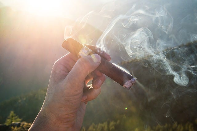 Cigar with smoke