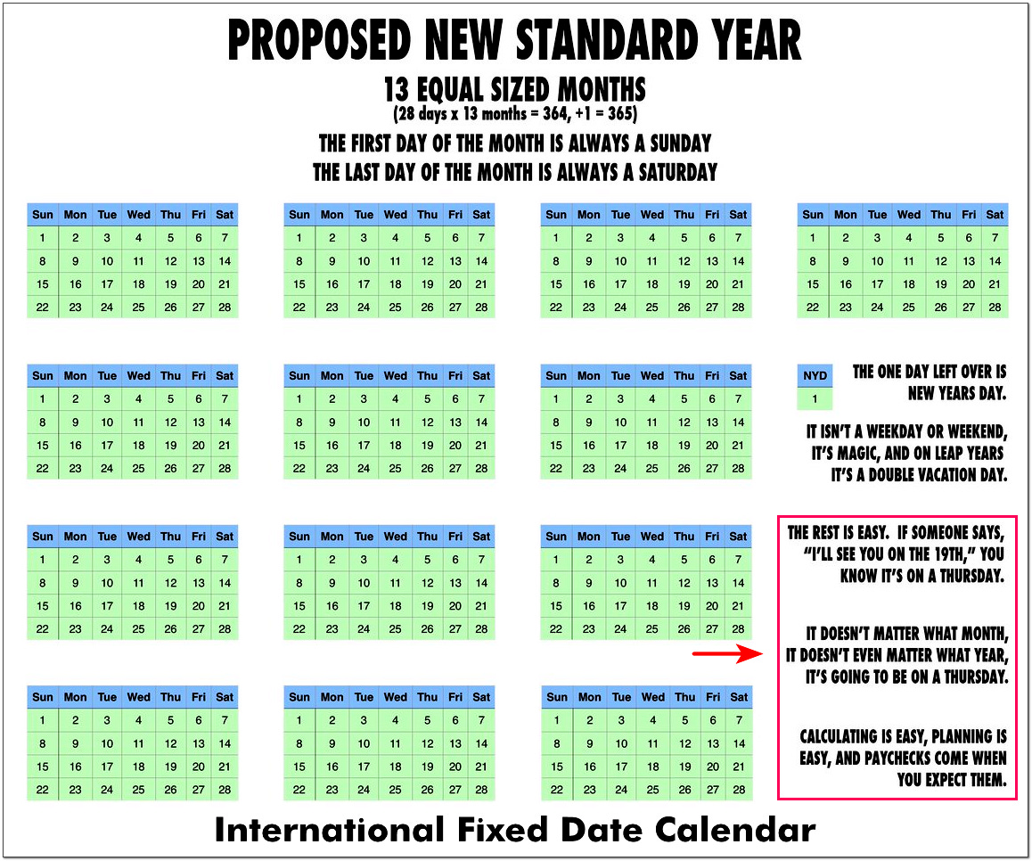 international fixed date calendar