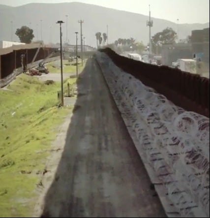 Sections of the border wall in San Diego have been reinforced with coils of razor wire to make it more difficult to illegally cross. Sections of the border wall in San Diego have been reinforced with coils of razor wire to make it more difficult to illegally cross.