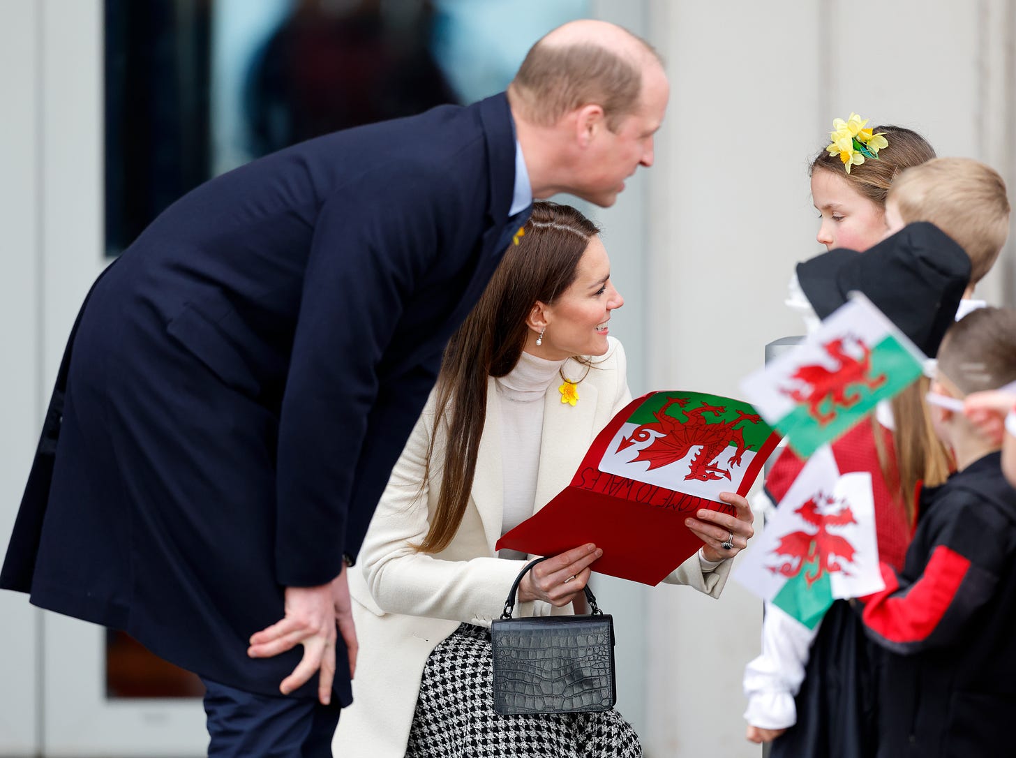Princess Kate and Prince William speaking to children in Wales