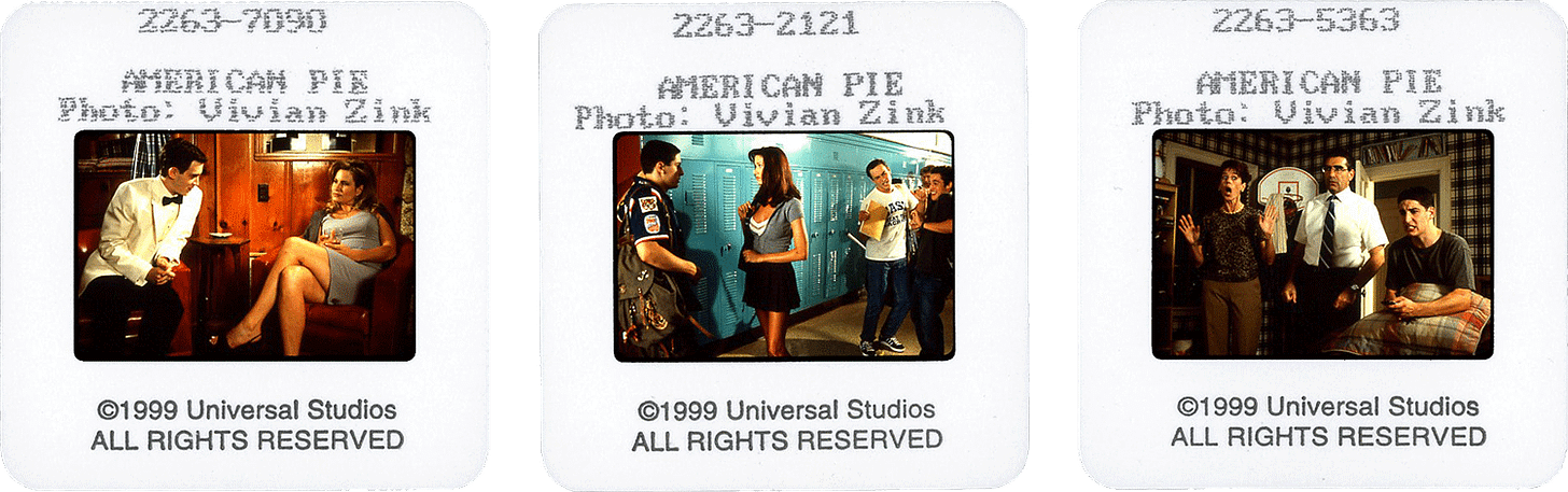 AMERICAN PIE slides; photos by Vivian Zink, courtesy of Universal Studios.
