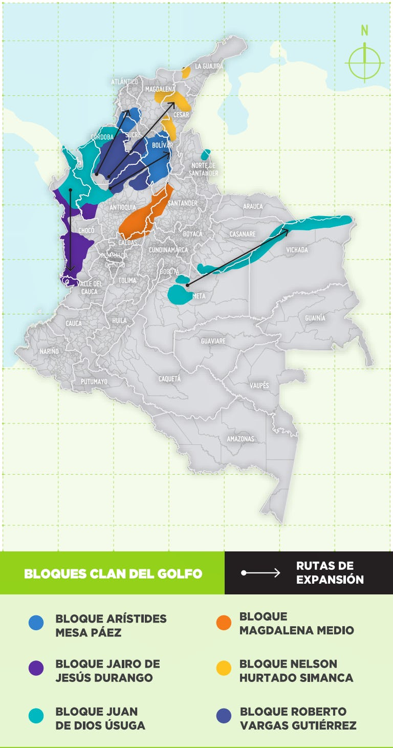 Influencia geográfica del Clan del Golfo (2024)