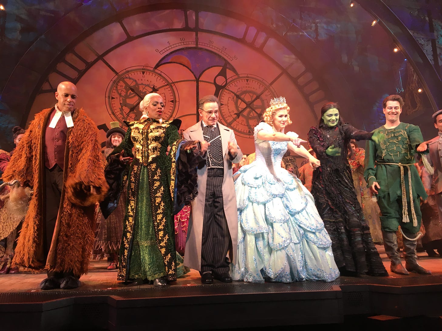 December 2016 cast of Wicked the musical on Broadway during curtain call.