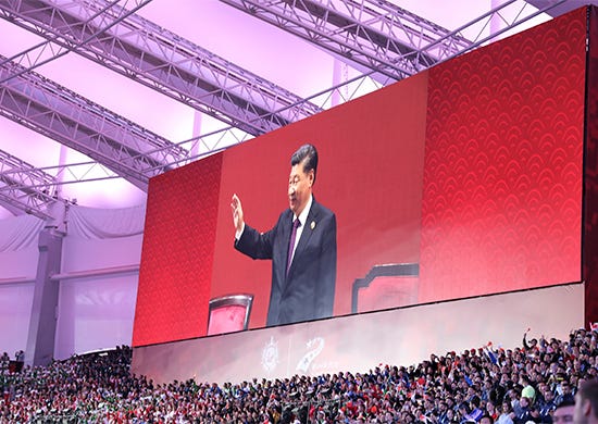 President Xi Jinping presiding over the opening ceremonies at the 2019 Military World Games