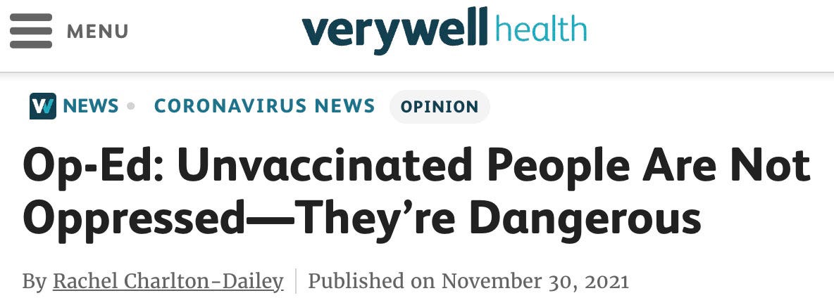 VeryWellHealth: The Unvaccinated Are Dangerous