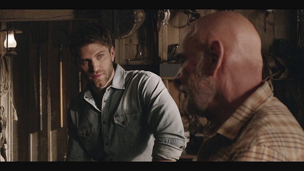 Walker gay Liam talking with Bonham in the outhouse shed.