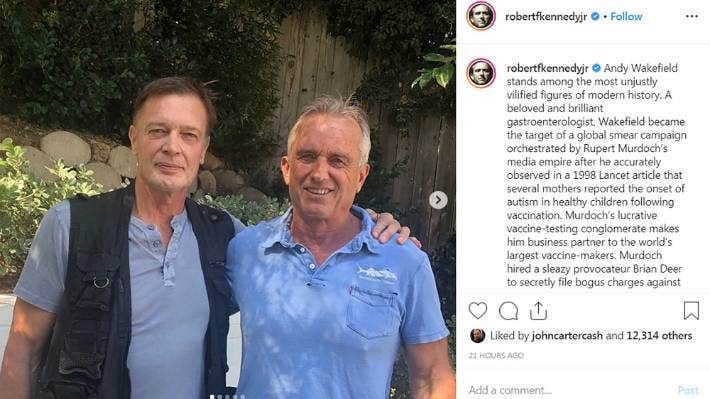 Robert F Kennedy Jr, a member of the famous political dynasty, is a staunch defender of the disgraced anti-vaxx crusader Andrew Wakefield.