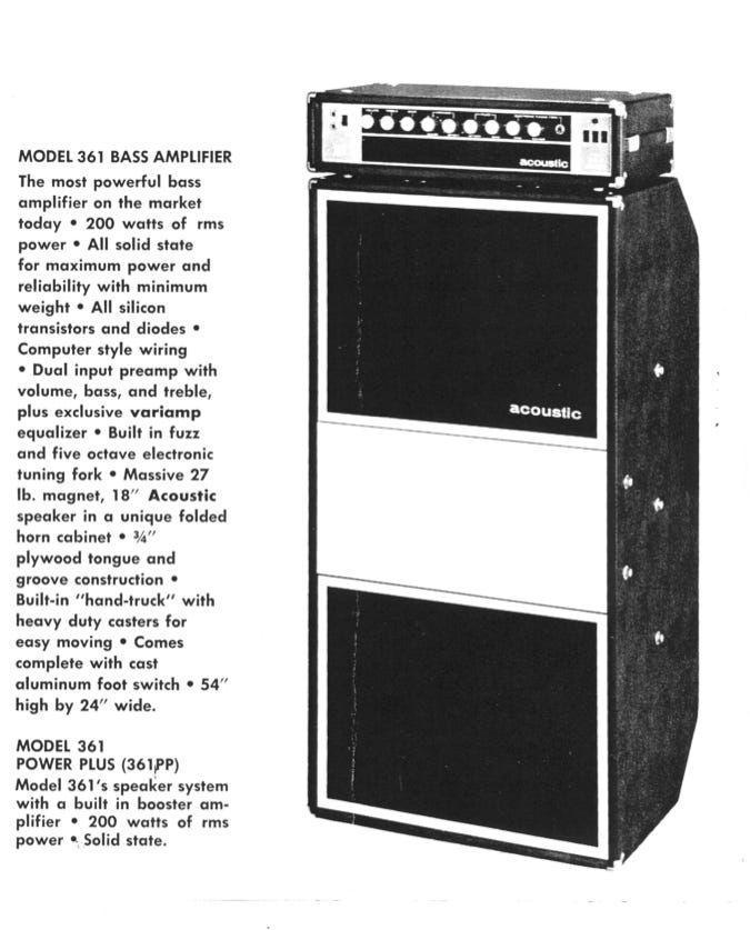 Acoustic model 361 bass amplifier advert