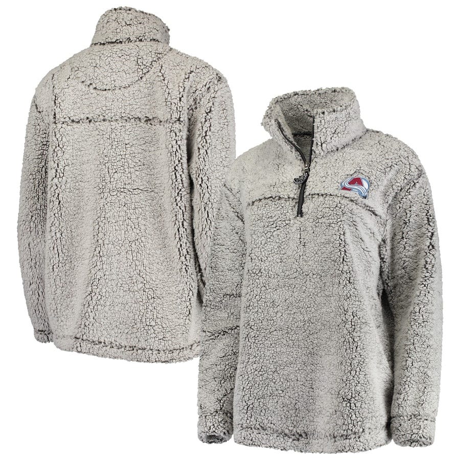 Women's Colorado Avalanche G-III 4Her by Carl Banks Gray Sherpa Quarter-Zip Pullover Jacket