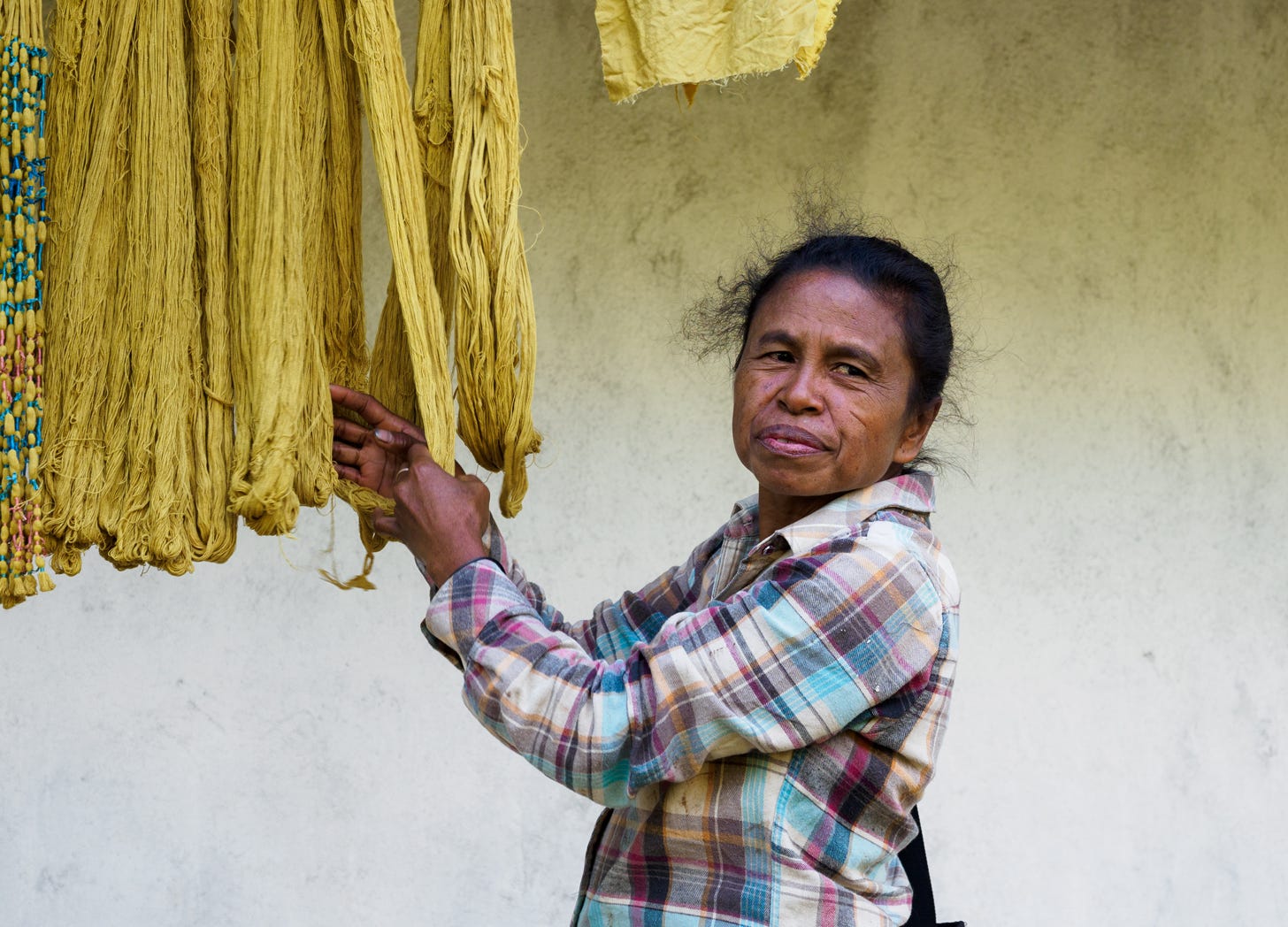 yellow dyed threads