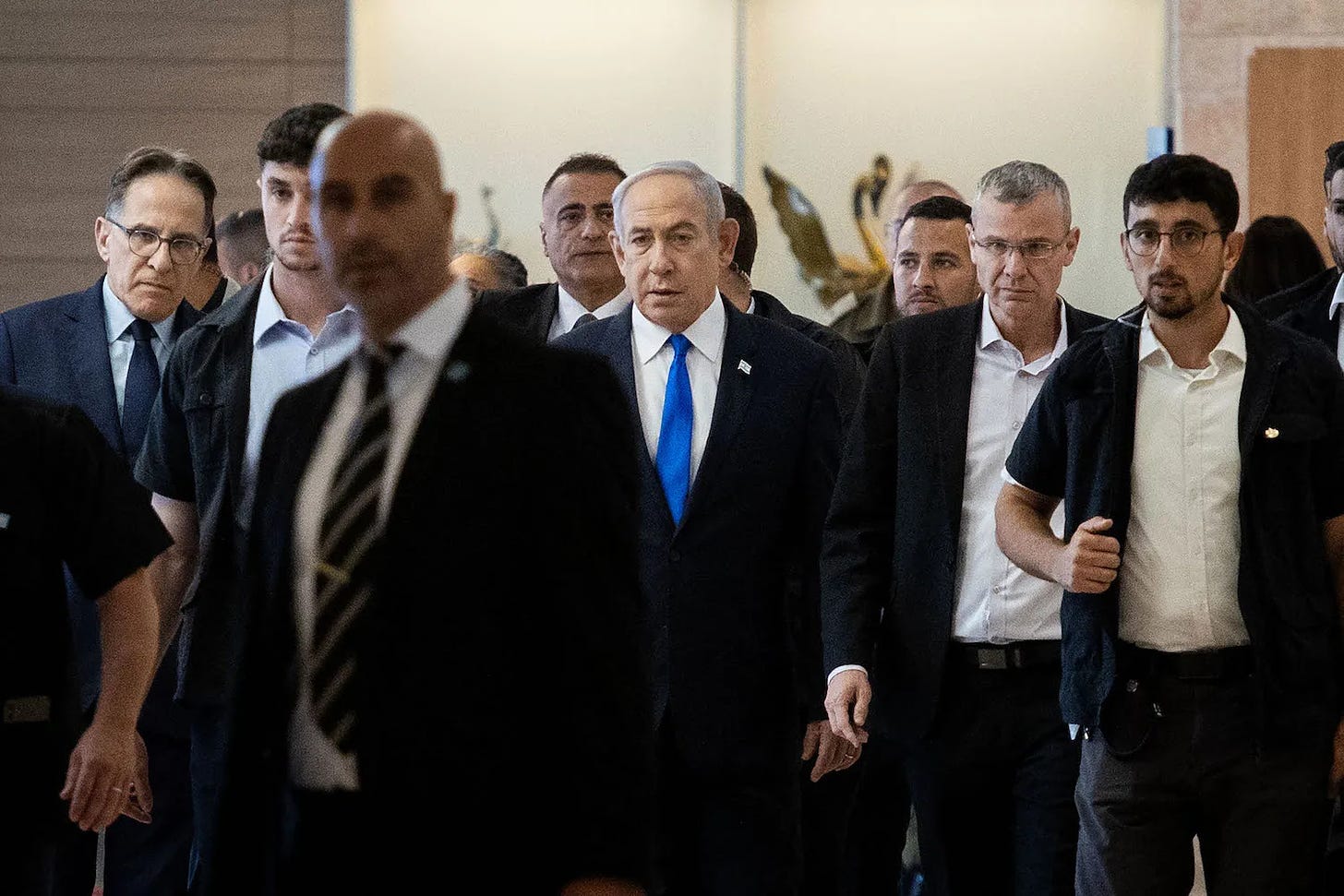 Israeli Prime Minister Benjamin Netanyahu arrives for a Knesset meeting in Jerusalem.