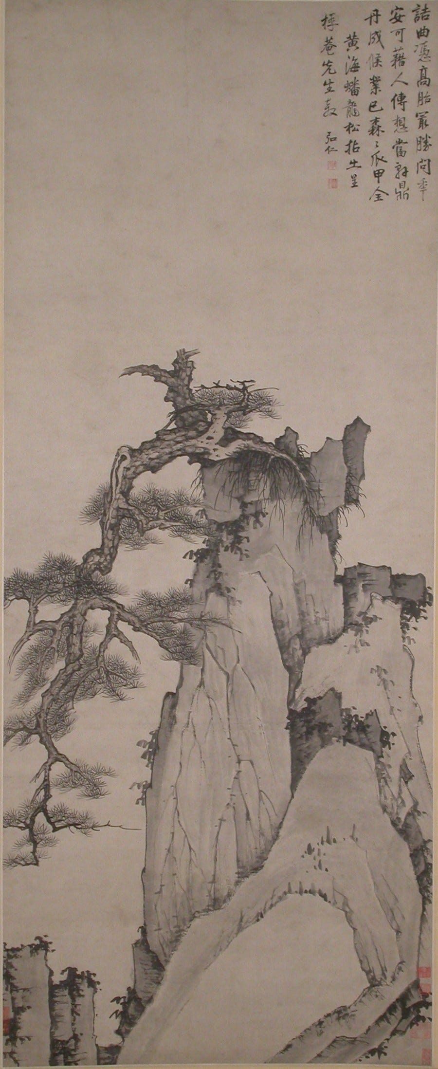 Dragon Pine on Mount Huang, Unidentified artist, Hanging scroll; ink and pale color on paper, China