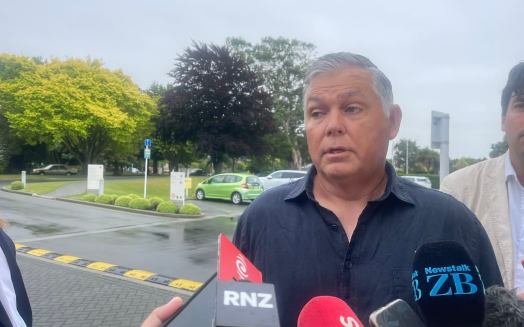 Police Minister Mark Mitchell, at the party's caucus retreat, says the investigation into Golriz Ghahraman is a matter for police. Photo: RNZ / Katie Scotcher