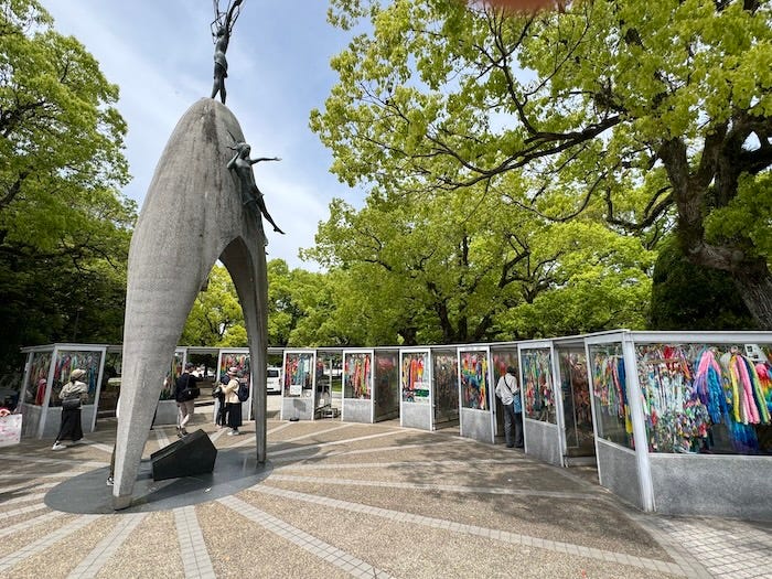 The Children’s Peace Monument features booths with thousands of colorful paper cranes—a symbol of peace—folded and sent to Hiroshima by kids around the world. 