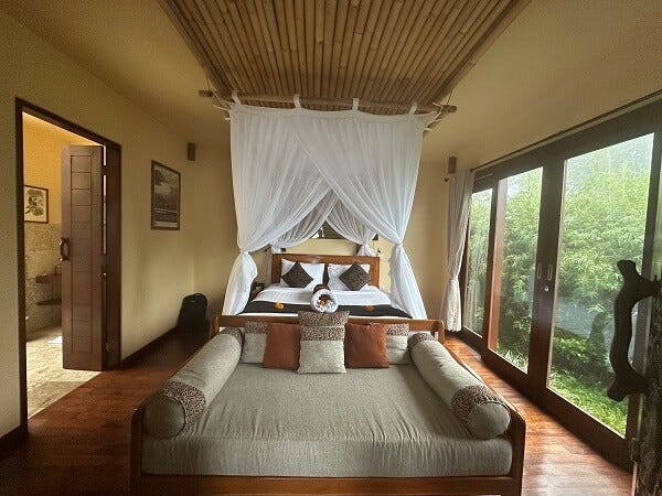 The bedroom in the Pool Villa