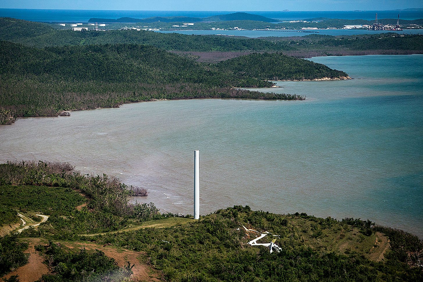 A denuded turbine at the Punta Lima wind farm.