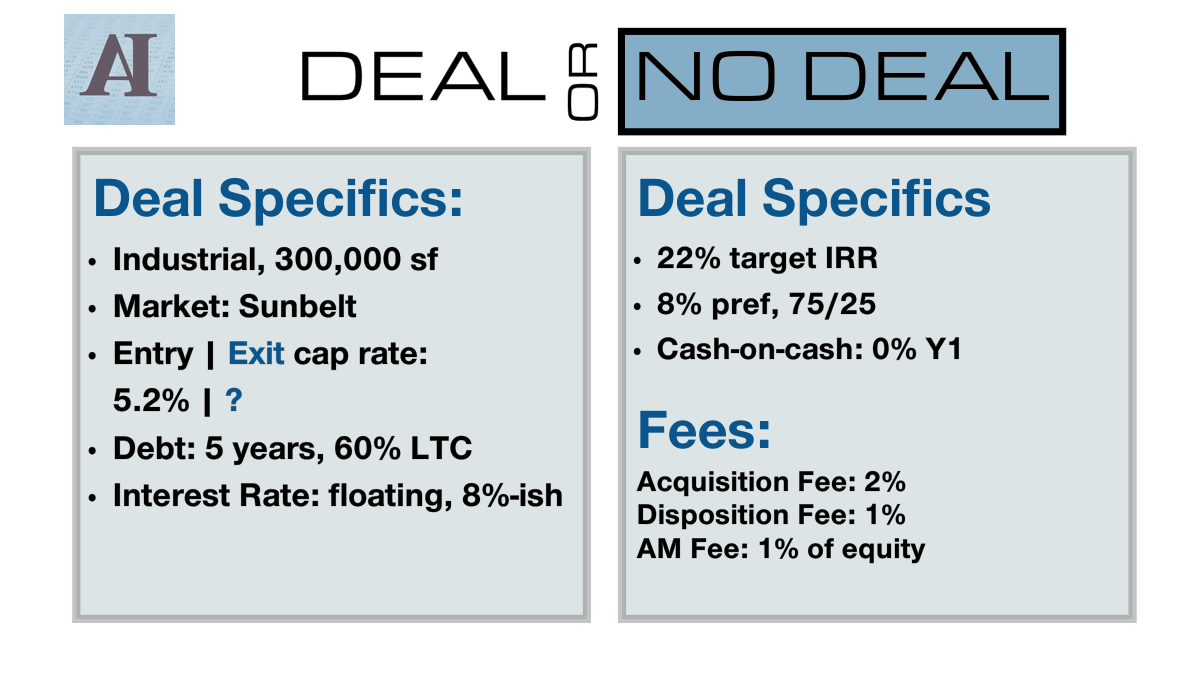 Industrial Deal 5 Capital Stack and Cap Rate