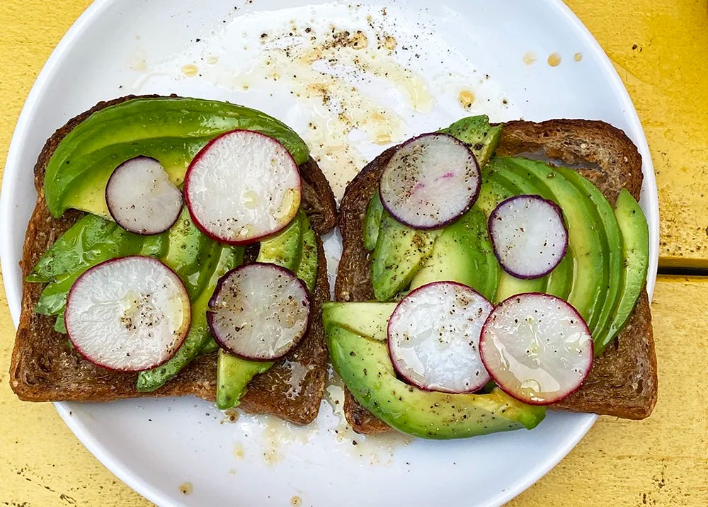 avocado toast with radishes