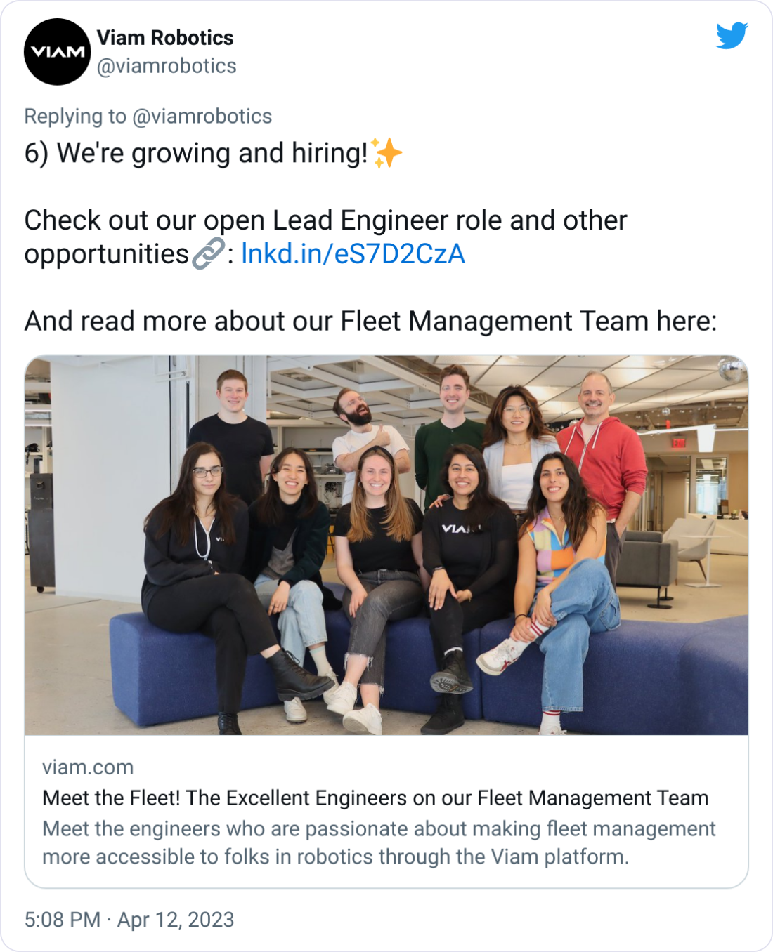 6) We're growing and hiring!✨  Check out our open Lead Engineer role and other opportunities🔗: https://lnkd.in/eS7D2CzA  And read more about our Fleet Management Team here: