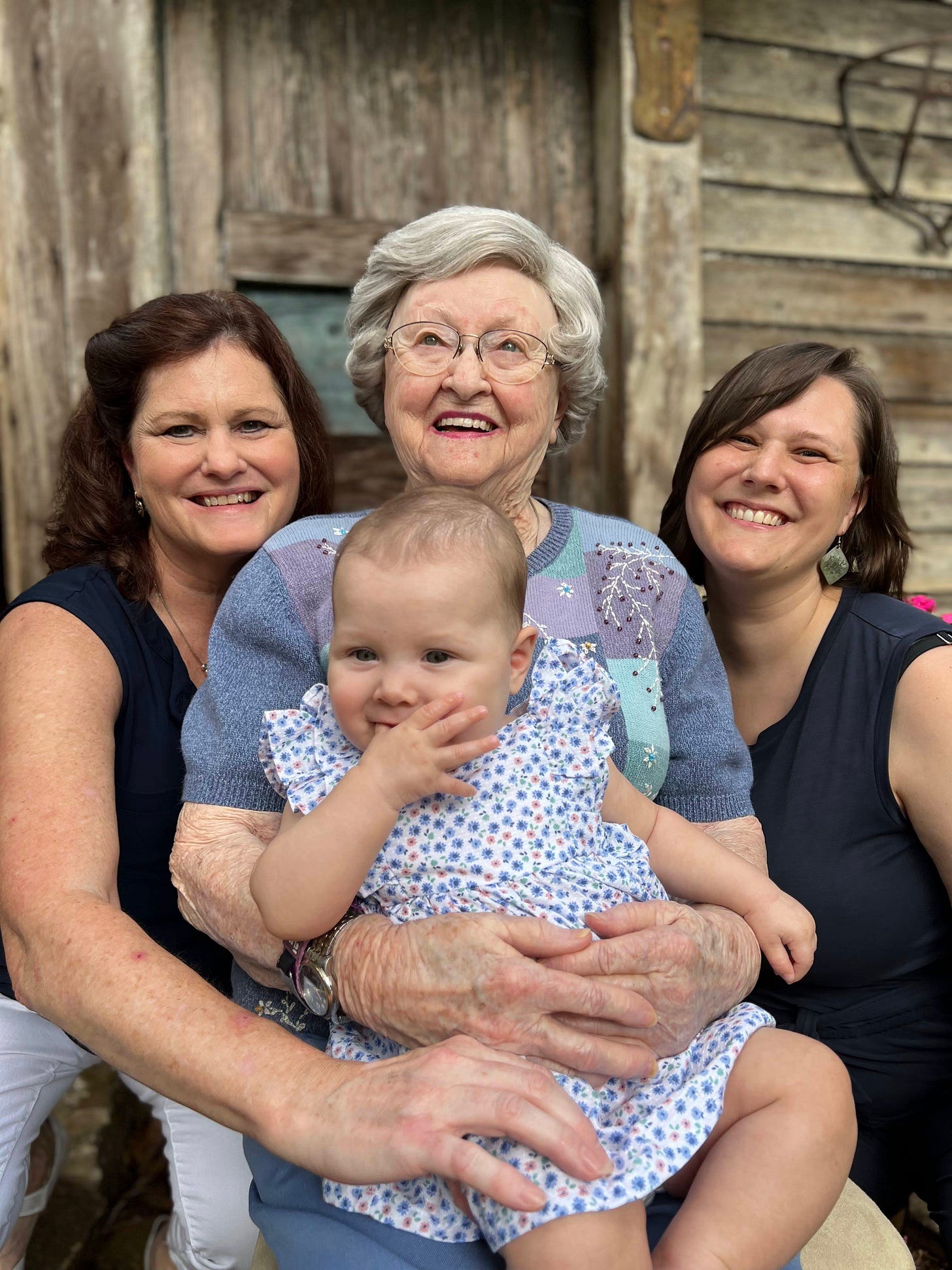 Four generations. Elder. Mother. Daughter. Baby.