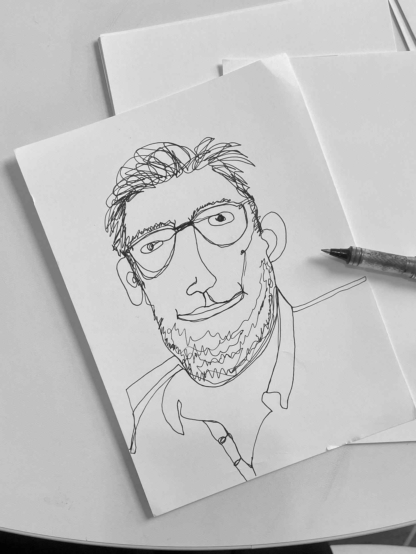 Continuous line drawing of a man