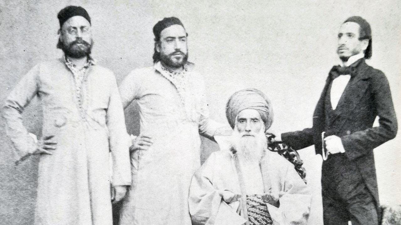 David with his three eldest sons, (left to right) Elias, Abdallah and Sassoon David (SD), distinguished from his brothers in Western dress. Pics Courtesy/The Global Merchants: The Enterprise and Extravagance of the Sassoon Dynasty