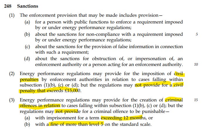 Figure 1 - Energy Performance Regulations Civil Penalties and Criminal Offences