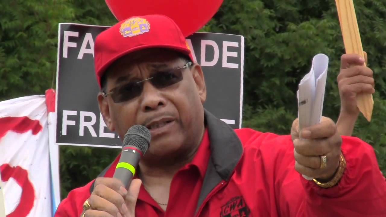 CWA Nancy Hall & Claude Cummings Jr. @ Anti-TPP Rally, Addison, Texas ...