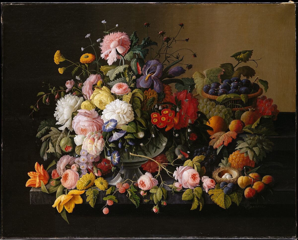 Still Life: Flowers and Fruit, Severin Roesen (American (born Prussia), Boppard-am-Rhein 1816–72?), Oil on canvas, American 