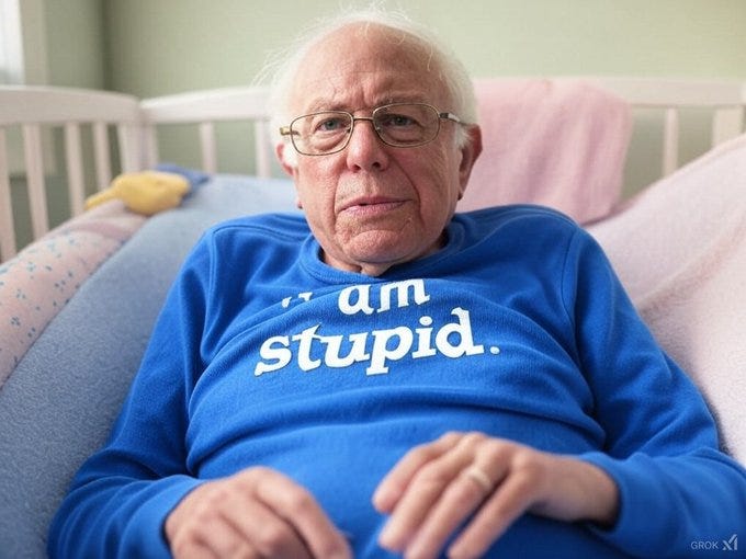 Bernie Sanders wearing a onesie