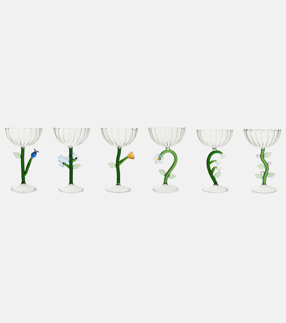 Botanica set of 6 champagne coupe glasses by Alessandra Baldereschi | Ichendorf Milano