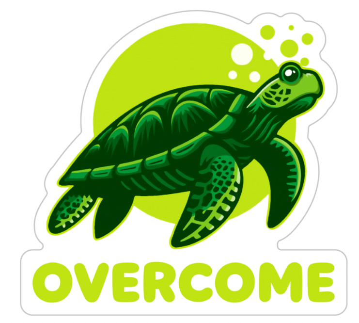 Overcome Turtle sticker created by Ruth Buchanan