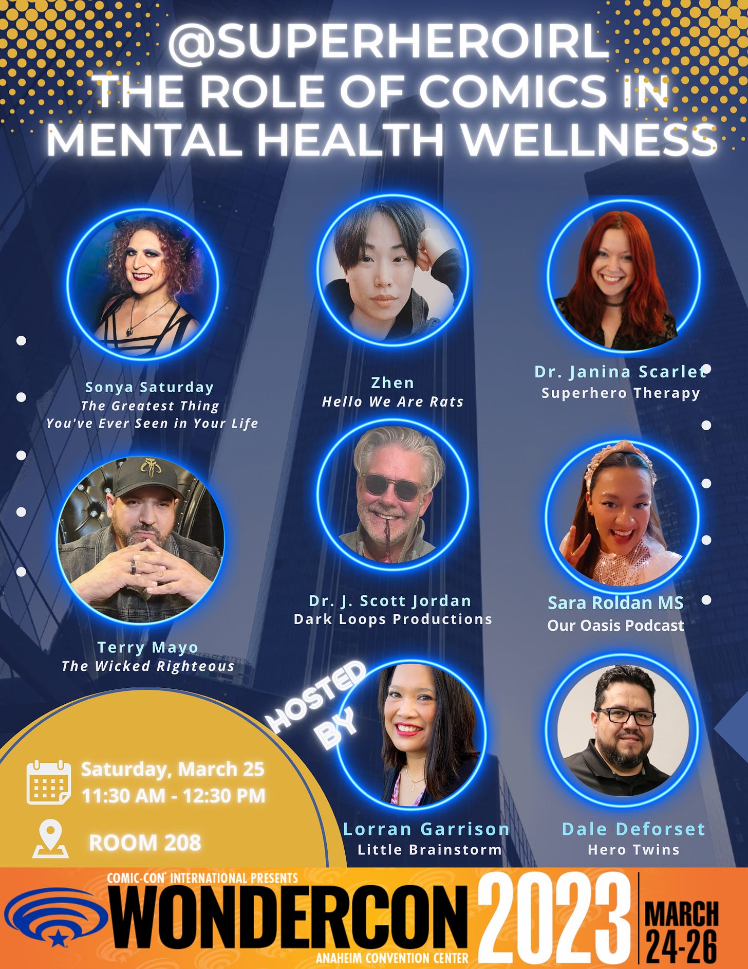 @SuperheroIRL The Role of Comics in Mental Health Wellness panel flyer